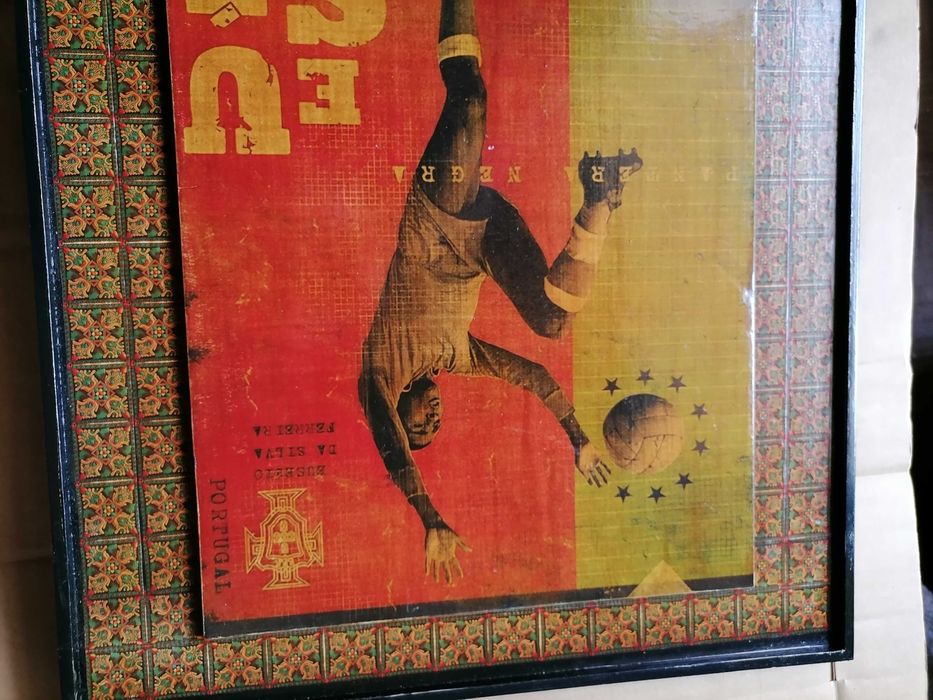 EUSÉBIO Pantera Negra 1962 Foto Incrustada Verniz Mate Moldura 47x 40