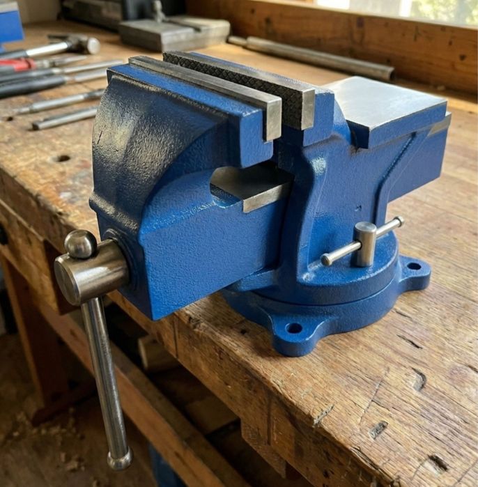 Solidne imadło ślusarskie obrotowe z kowadłem żeliwne 360 hartowane