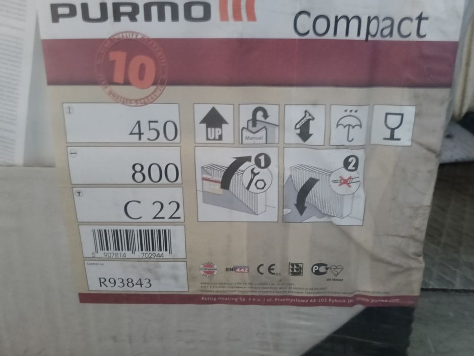 Grzejnik Purmo Compact C22 450x800, z bocznym podłączeniem,