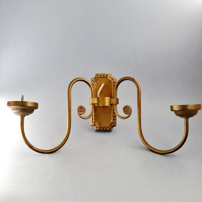 lata 70-te piękny duży kinkiet mosiężny lapa naścienna