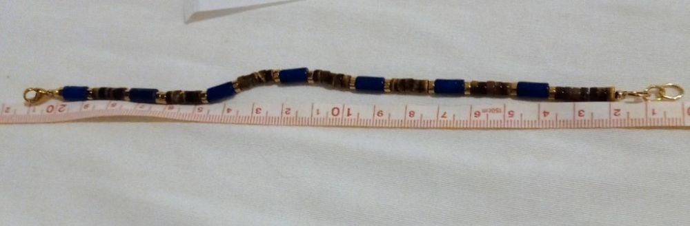 Pulseira de lápis lazúli e olho de tigre