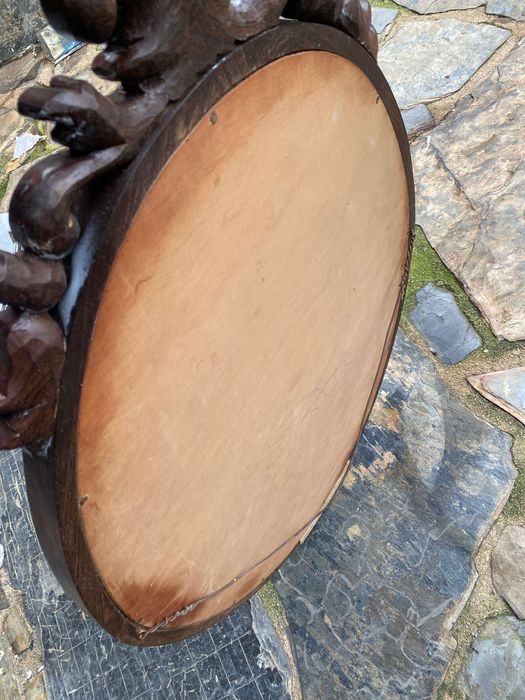 Grande Espelho Biselado Madeira exótica de Sucupira Maciça 88 cm