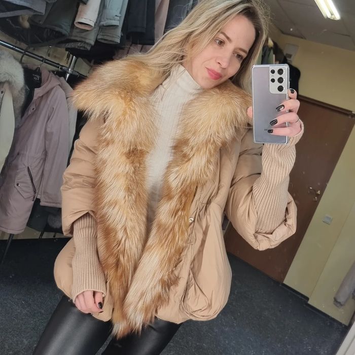 зимовий пуховик з хутром чорнобурки , пух,  пуховик с мехом