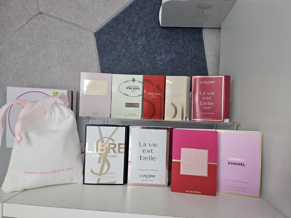 Zestaw Chanel Armani Valentino Carolina Herrera Prada LVEB YSL  + woreczek Chanel