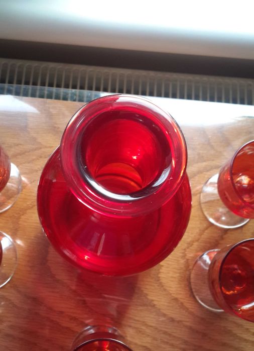 Графин рюмки для коньяка \ рубиновое стекло красный хрусталь