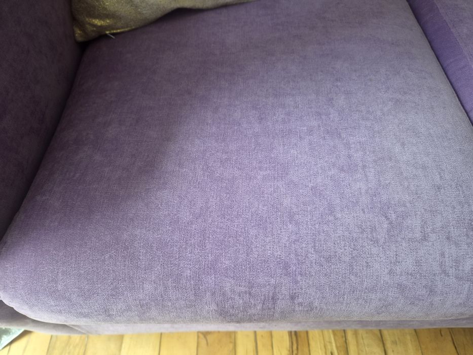 Sofa  PRL " amerykanka",nowa tapicerka, rozkładana, liliowa!