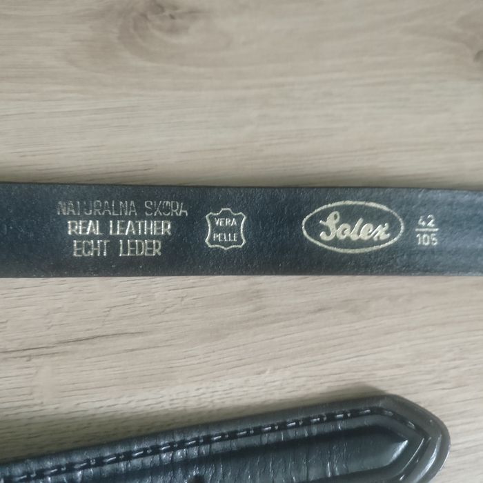 Pasek męski czarny Solex skóra