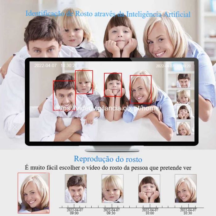 4 Câmaras e gravador Poe 4 canais/ reconhecimento facial/visão noturna