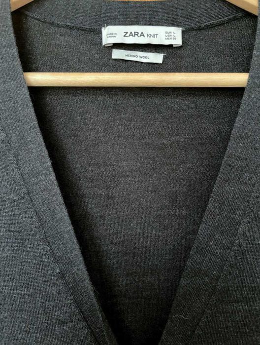 Kardigan Zara Knit 100% merino długi poszukiwany