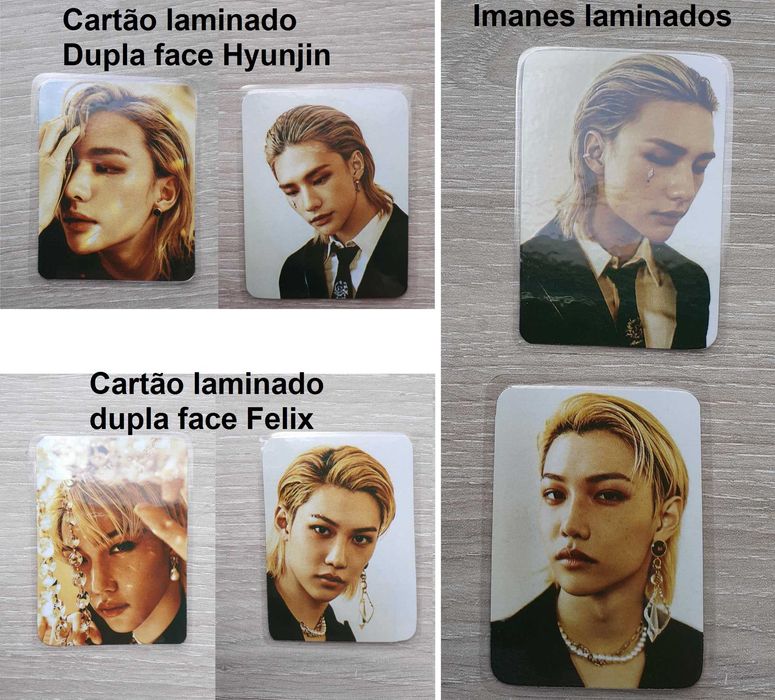Cartões laminados e imanes Stray Kids K-pop Felix e Hyunjin