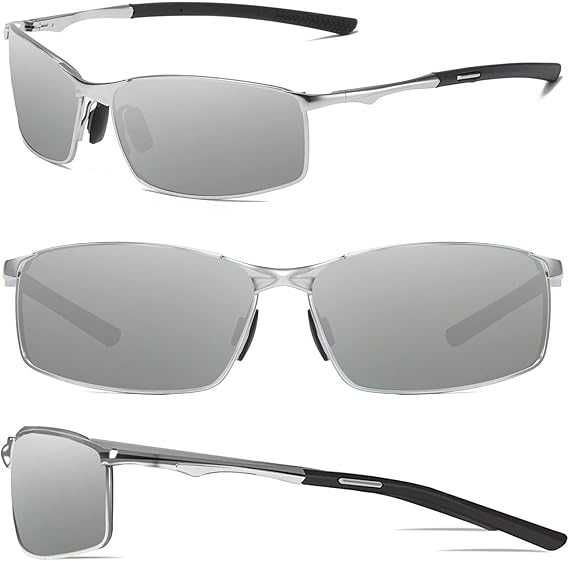 LEDING&BEST 2x Okulary przeciwsłoneczne pilotka, polaryzacyjne srebrne