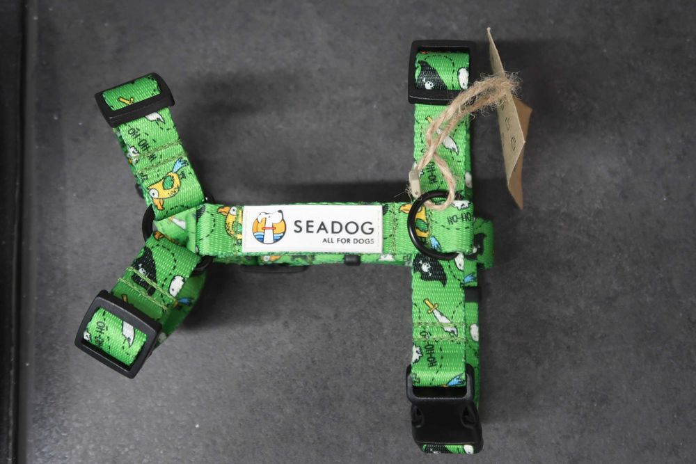 Szelki Seadg zielone w kaczki 20 mm grubości tasiemki rozmiar S