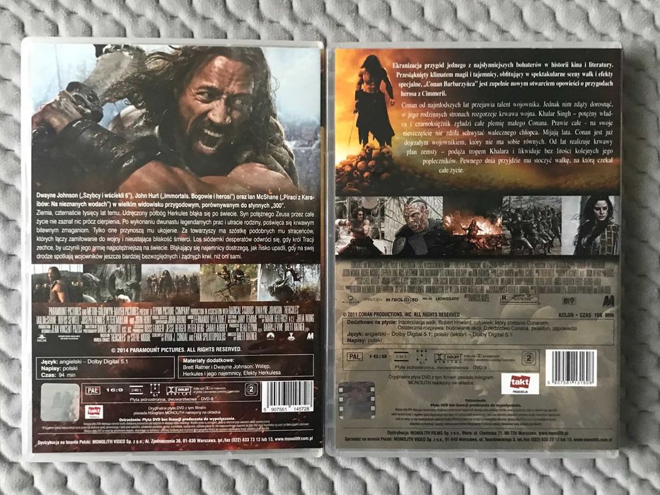 "Hercules" + "Conan Barbarzyńca" 2 DVD NIEUŻYWANE (napisy i lektor PL)