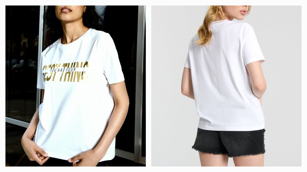 Футболка білого кольору Sinsay на розмір 44