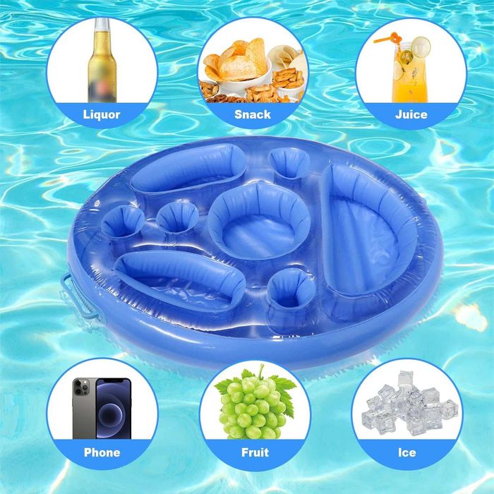 Bandeja insuflável flutuador porta-bebidas garrafas piscina 51 x 70 cm64285292698369123