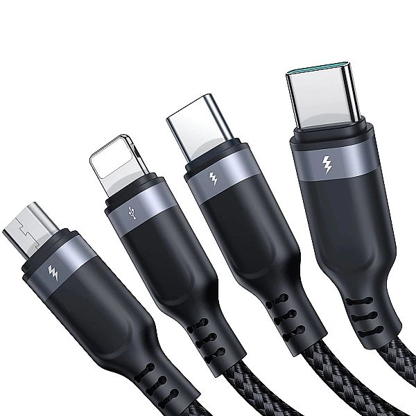 Kabel USB 4w1 USB-A - 2 x USB-C / Lightning / Micro do ładowania i tra