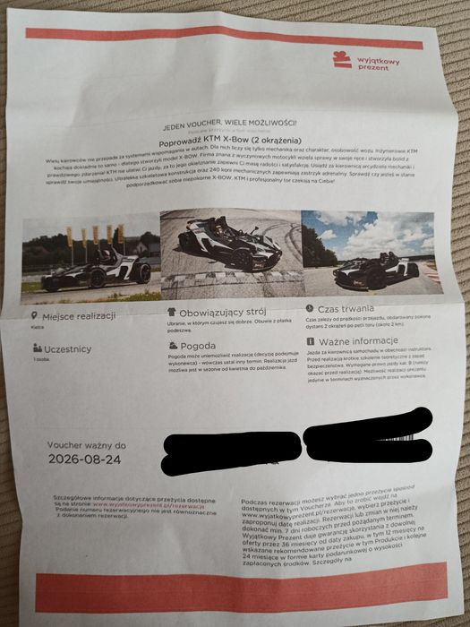Voucher – Jazda KTM X-BOW (2 okrążenia) | Wyjątkowy Prezent**