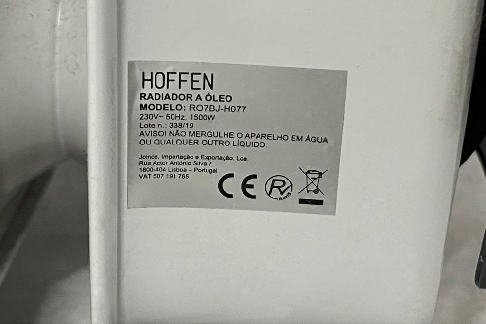 Radiador a Óleo Hoffen de 1500W COMO NOVO!