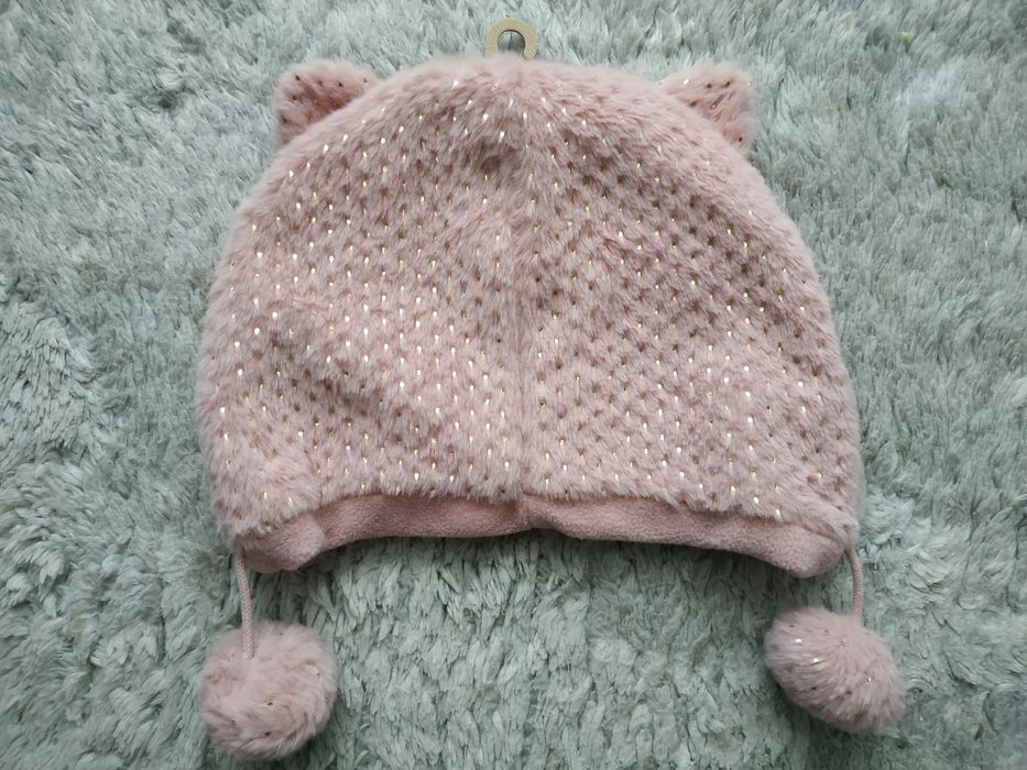 Nowy komplet/czapka/rękawiczki/różowy/złote kropki/prezent/Pepco/r.52
