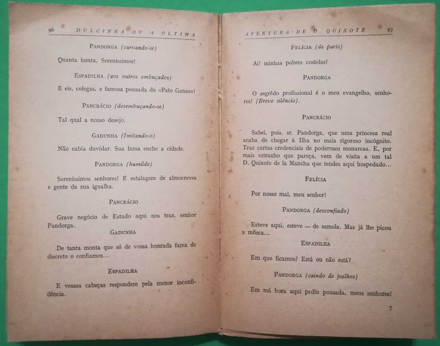 Dulcinéa ou a última aventura de Dom Quixote, 1ª edição: 1943