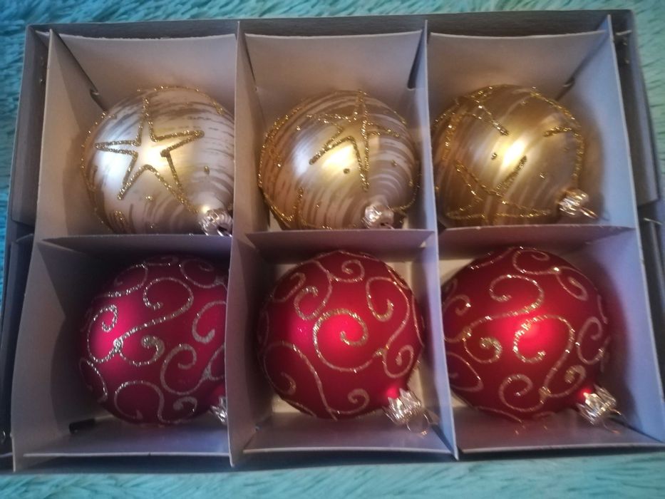 BOMBKI szklane złoty czerwony zielony SOPLE różowe CZUBEK na choinkę