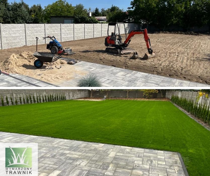 Zakładanie ogrodu, trawnika, nawodnienie, glebogryzarka separacyjna