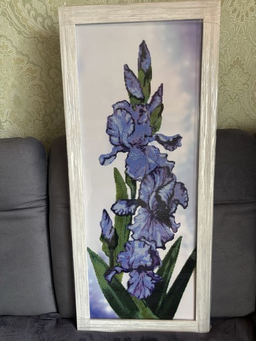 Вишита картина бісером Іриси