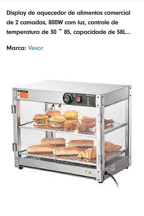 Display aquecedor alimentos