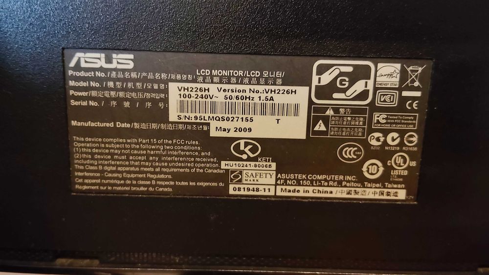 Monitor LCD Asus VH226 22" Full HD