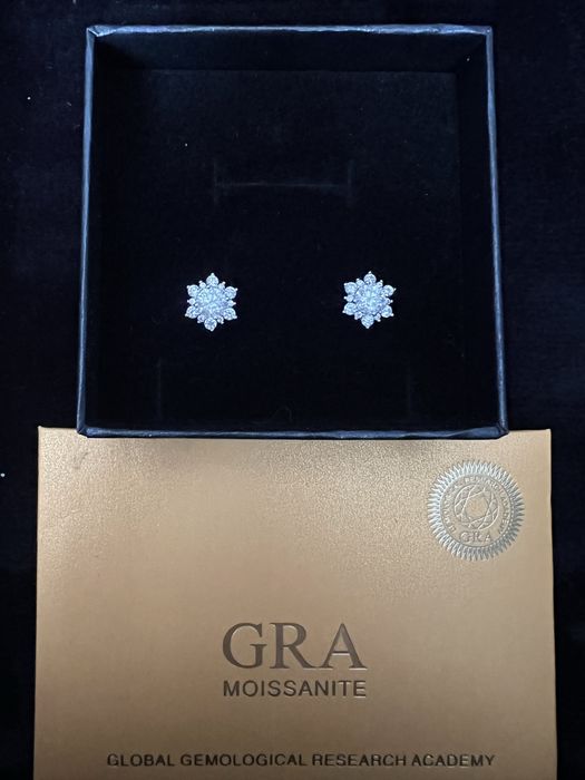 Kolczyki srebrne 925 z diamentami Moissanite 1 karat walentynki