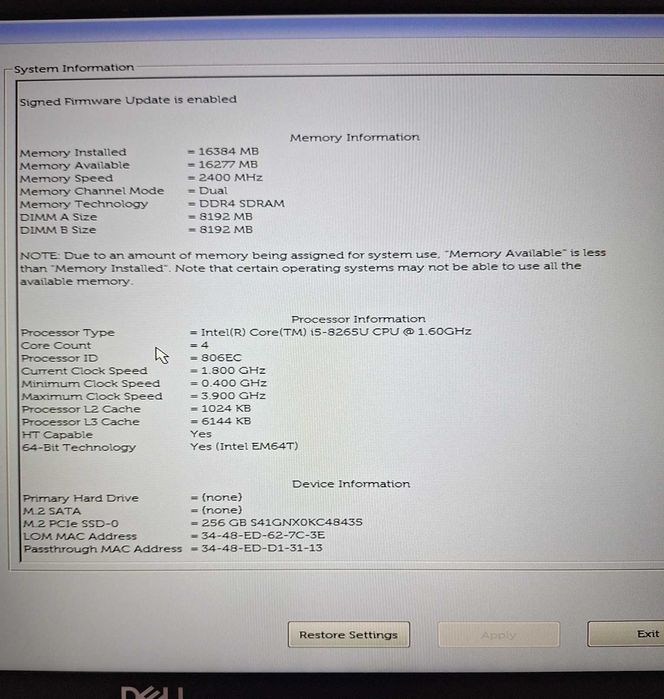 Laptop DELL Latitude 5500 matryca 15" Intel i5-8265