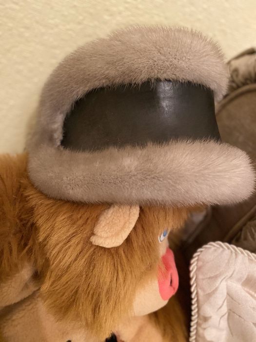 Капор голуба норка і шкіра кожа женская шапка ж