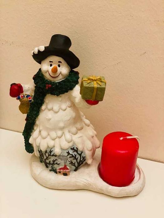 Decoração de Natal - boneco de neve com vela