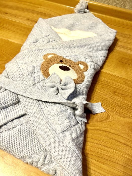 Конверт- плед дитячий, в’язаний на флісі