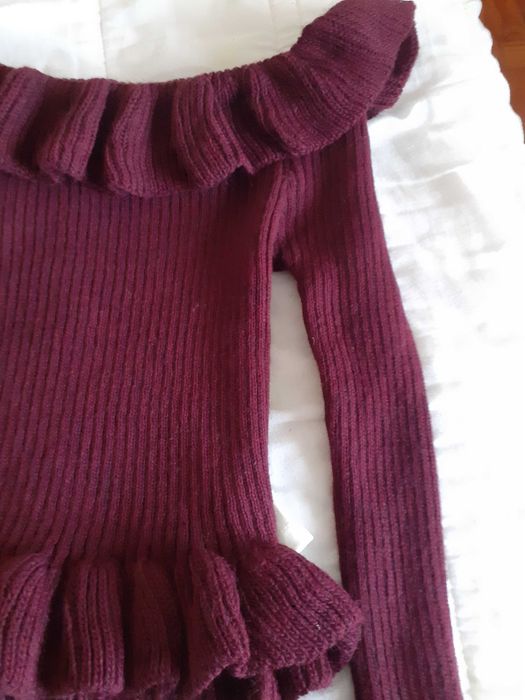 Camisola com folhos branca ou bordo