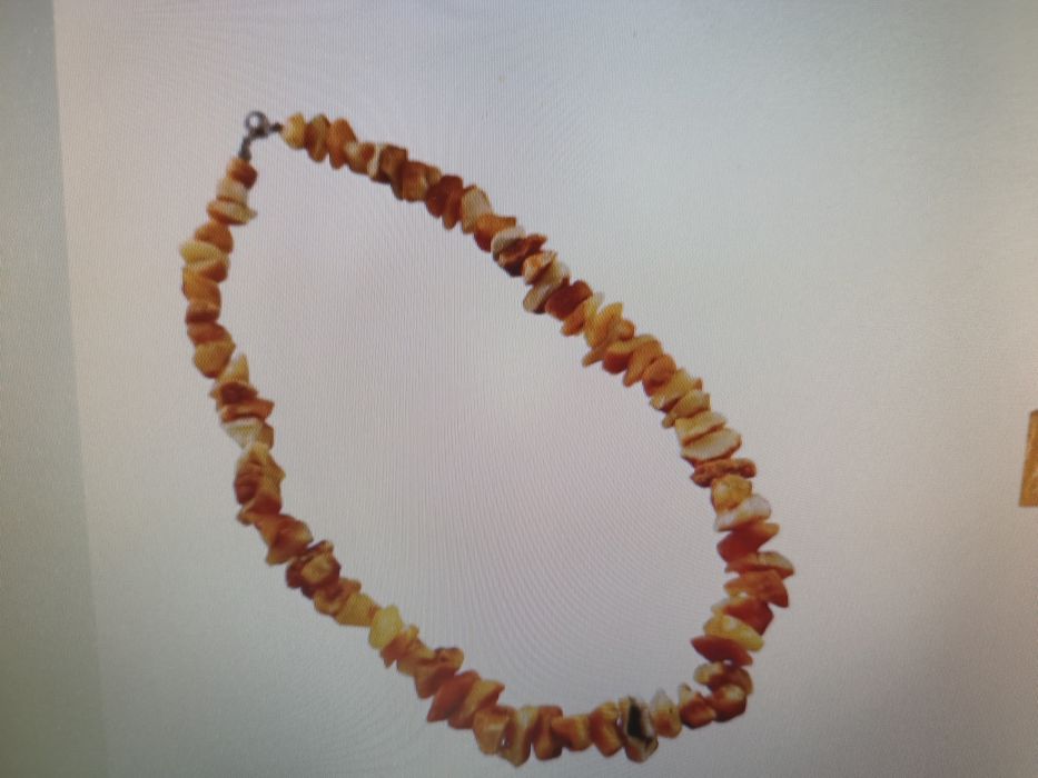 Naszyjnik z surowego Bursztynu z certyfikatem ręcznie wykonany