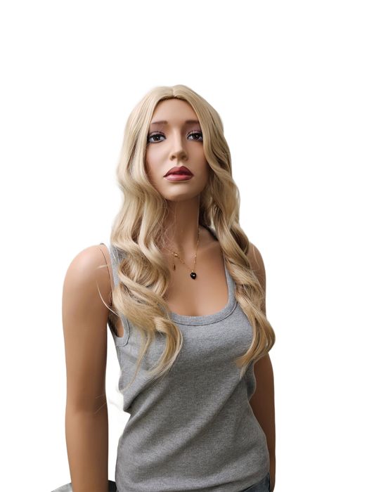 Peruka Długa Włosy Fale 55 Cm Jasny Blond Syntetyczny Feshfen