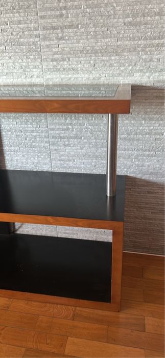 Movel madeira maciça com vidro preto