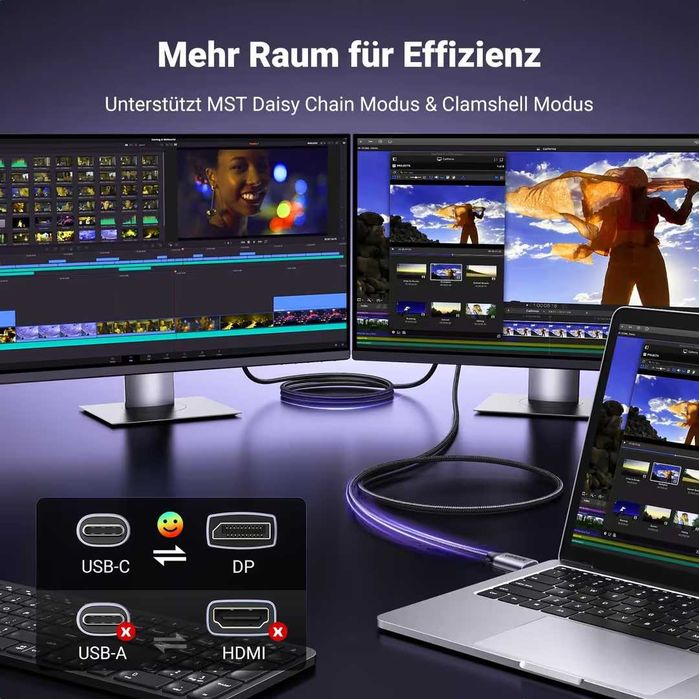 UGREEN – kabel USB-C do DisplayPort 1.4, 8K Ultra HD - 2 metry