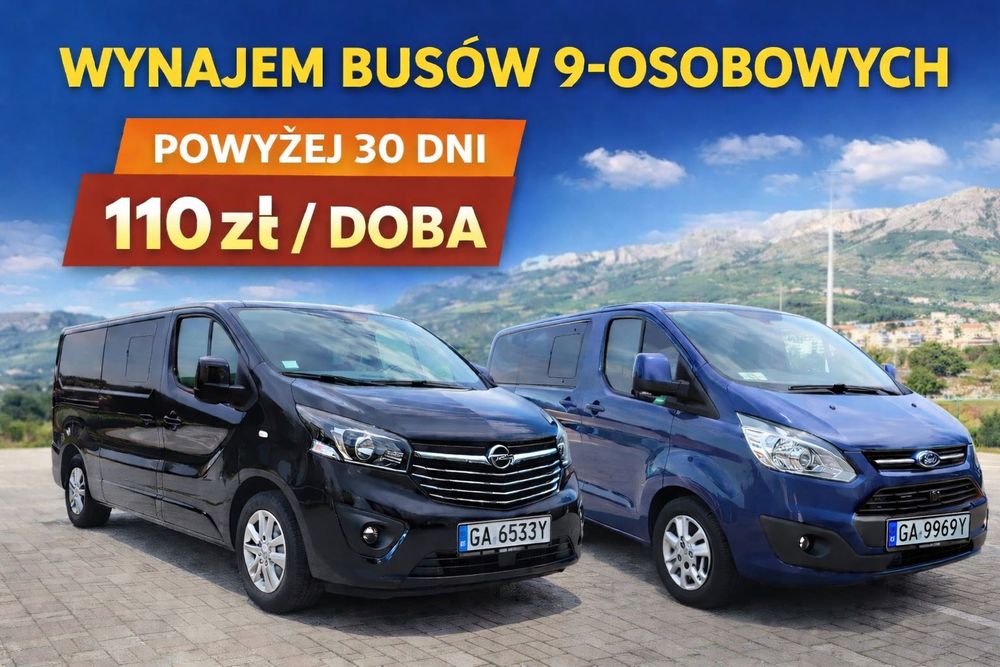 Wynajem busa 9 osobowego Gdynia  Polska Europa długoterminowy od 110zł