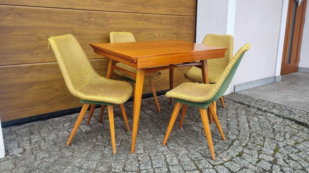 Krzesła Stół Tatra Jirak Mid century Design Czechosłowacja PRL