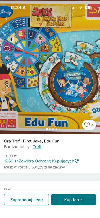 Gra planszowa puzzle pirat Jake Trefl Edu Fun