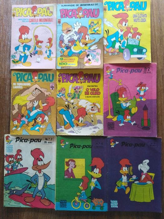 Revistas de banda desenhada, Pica Pau, Riquinho, Homem Aranha, etc.