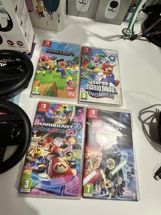 Konsola nintendo switch oled zestaw joy con kontroler switch kierownice gry mario minecraft etui