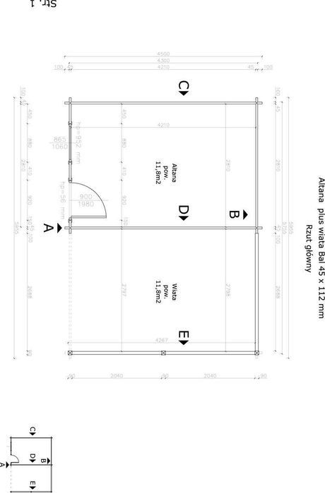 DOMEK WIOLA Letniskowy 4,5x6m BAL 44mm Taras / Wiata PROJEKT NA WYMIAR