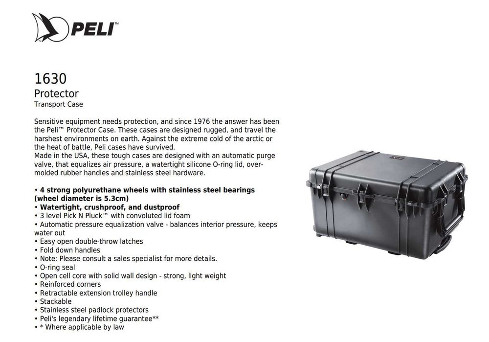 COMO NOVA peli 1630 mala de transporte pelican case 1630 c divisórias