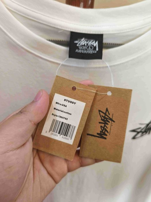Stussy Męska Biała Koszulka z Nadrukiem L