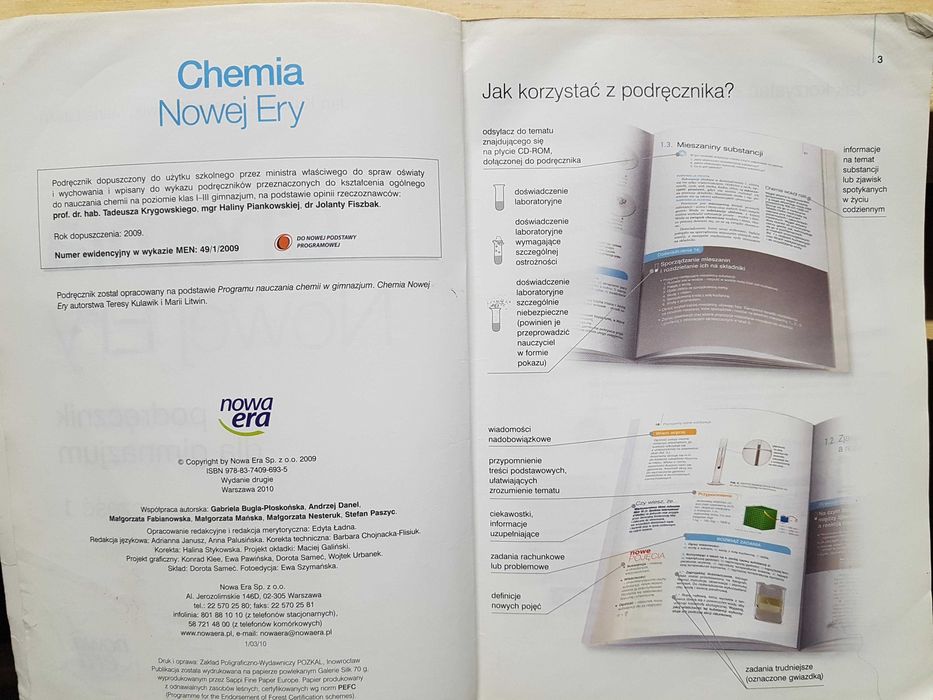 Podręcznik dla gimnazjum, chemia Nowej Ery