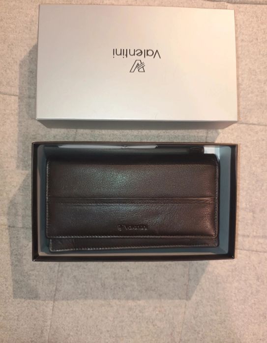 Nowy skórzane czarny portfel Valentini