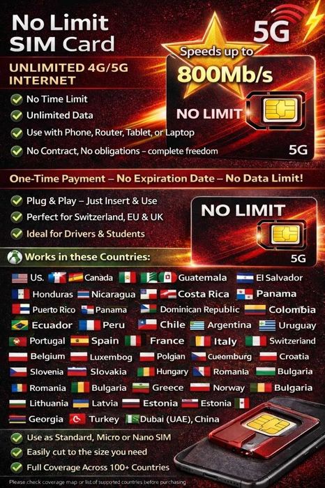 Karta SIM Tesla z Nielimitowanym Internetem!!